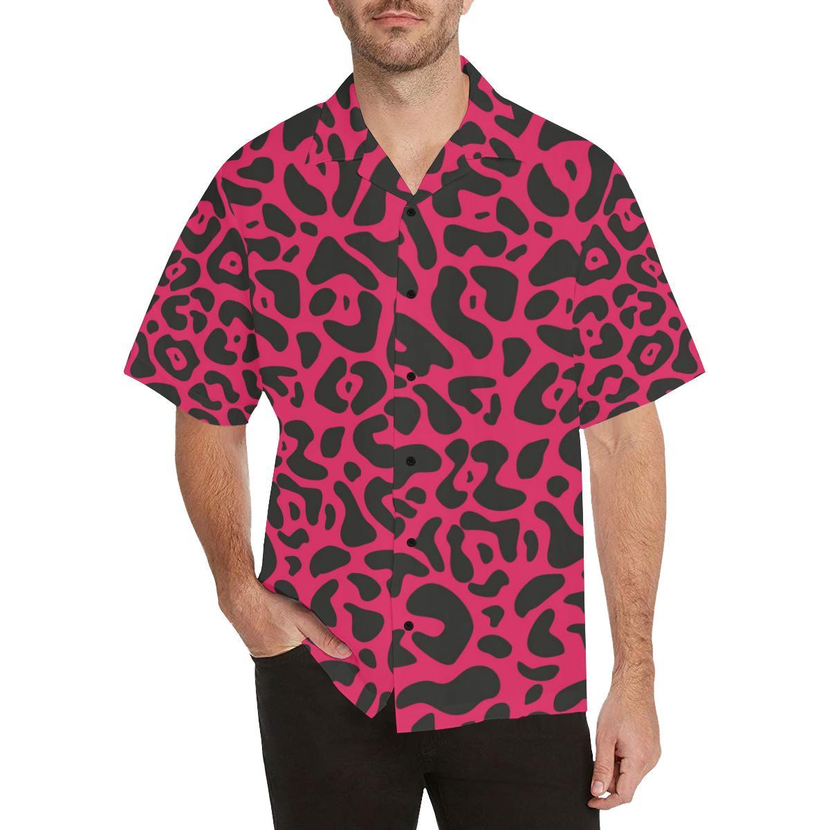 Cheetah Pink Print Pattern Men Aloha Hawaiian Shirt
