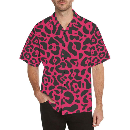 Cheetah Pink Print Pattern Men Aloha Hawaiian Shirt