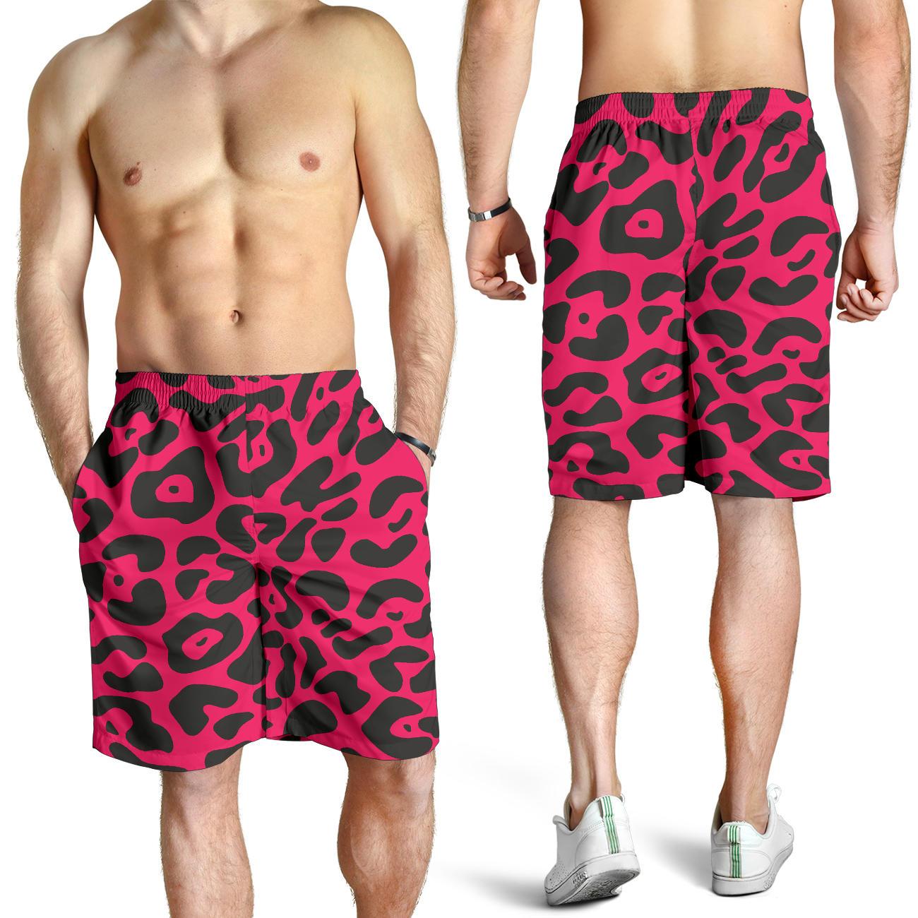 Cheetah Pink Print Pattern Mens Shorts-JTAMIGO.COM