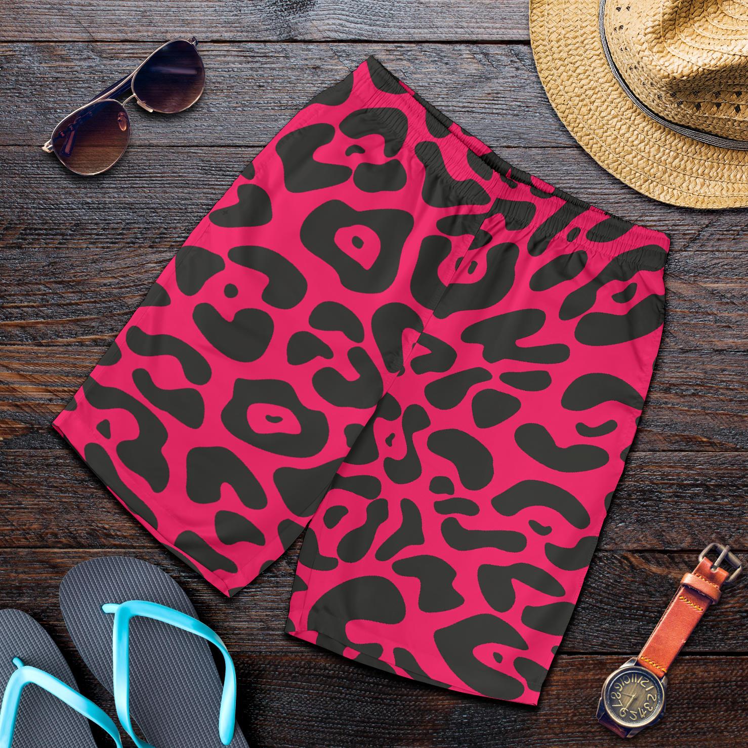 Cheetah Pink Print Pattern Mens Shorts-JTAMIGO.COM