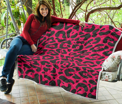 Cheetah Pink Print Pattern Premium Quilt-JTAMIGO.COM