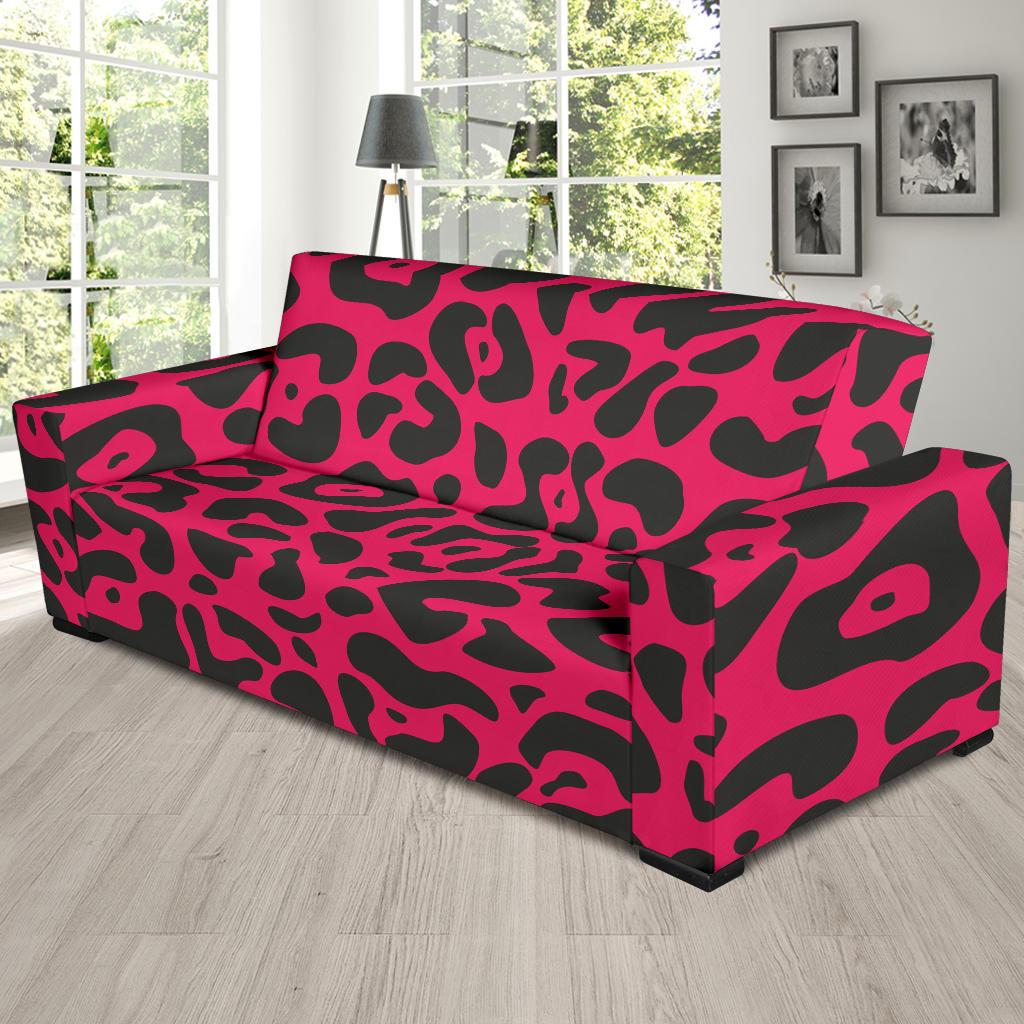 Cheetah Pink Print Pattern Sofa Slipcover-JTAMIGO.COM