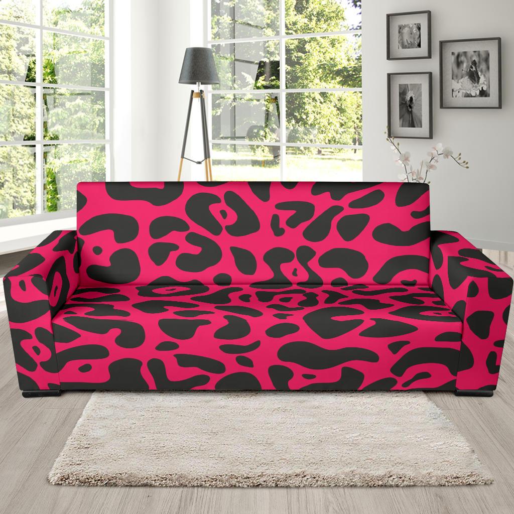 Cheetah Pink Print Pattern Sofa Slipcover-JTAMIGO.COM
