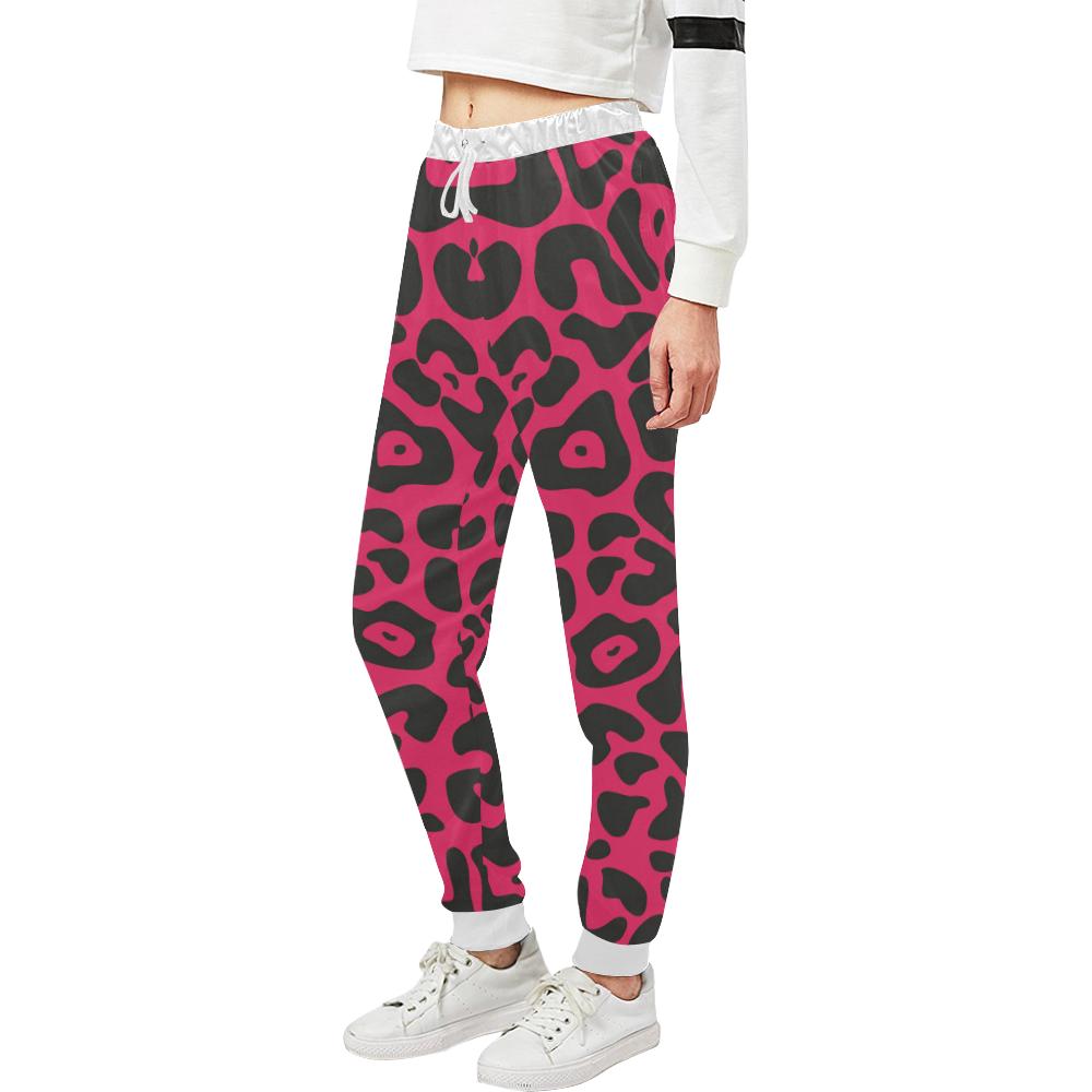 Cheetah Pink Print Pattern Unisex Casual Sweatpants (Model L11)-JTAMIGO.COM