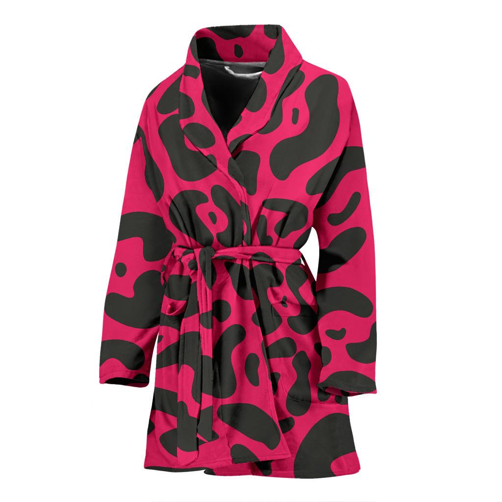 Cheetah Pink Print Pattern Women Bath Robe-JTAMIGO.COM