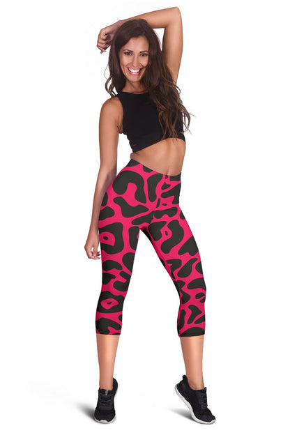 Cheetah Pink Print Pattern Women Capris