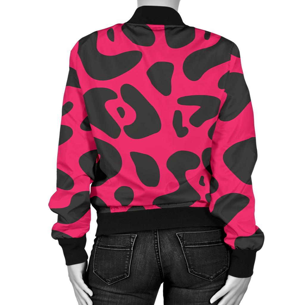 Cheetah Pink Print Pattern Women Casual Bomber Jacket