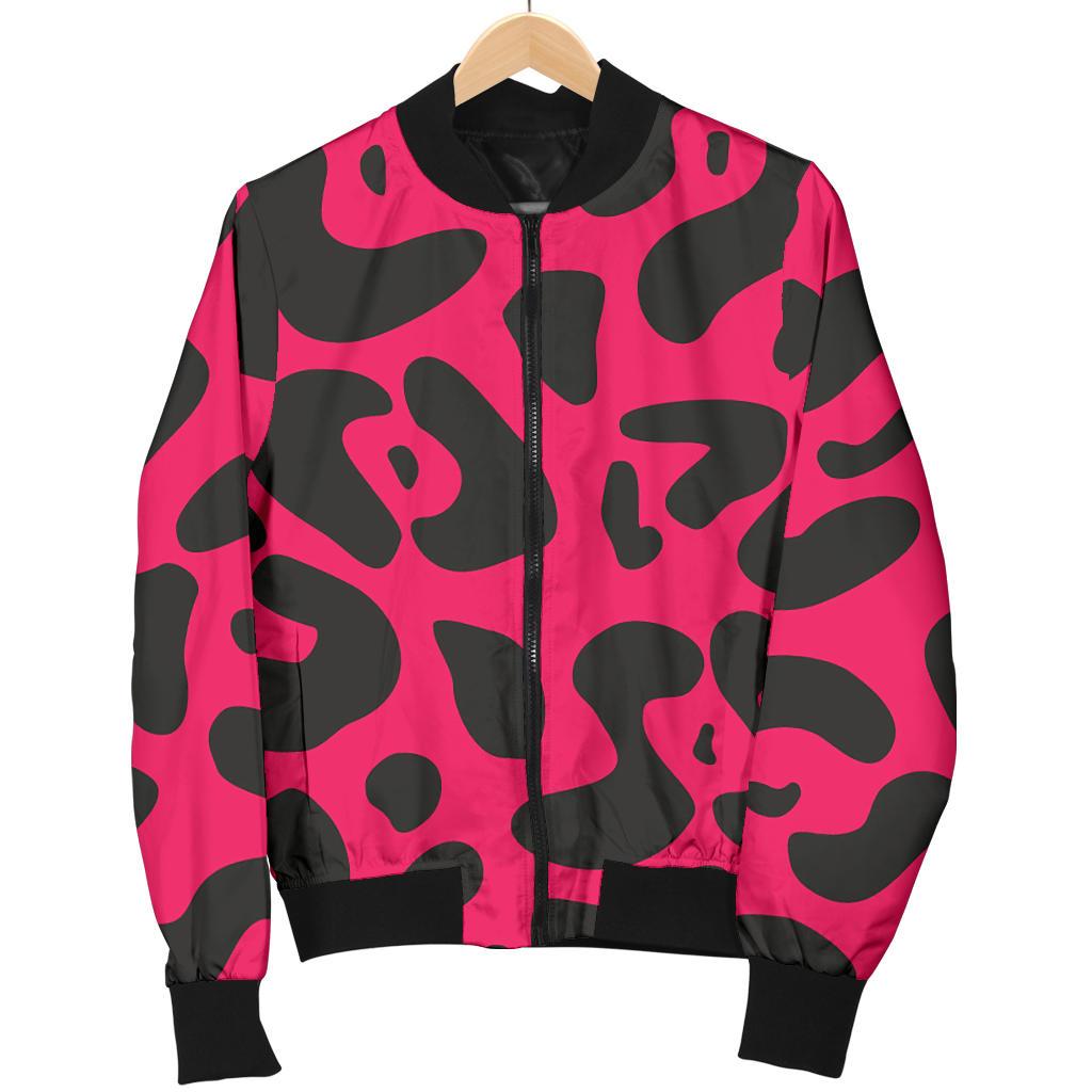 Cheetah Pink Print Pattern Women Casual Bomber Jacket