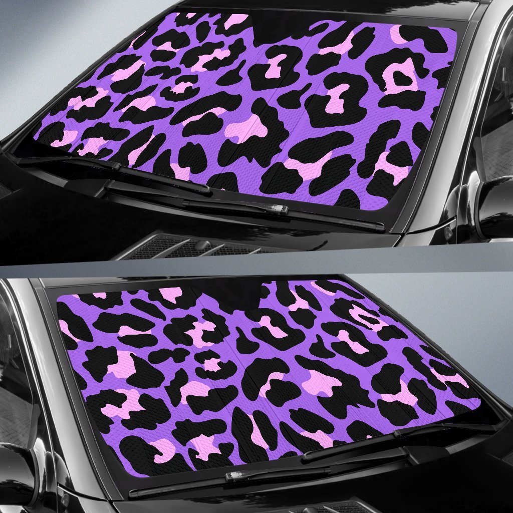 Cheetah Purple Neon Print Pattern Car Sun Shade For Windshield