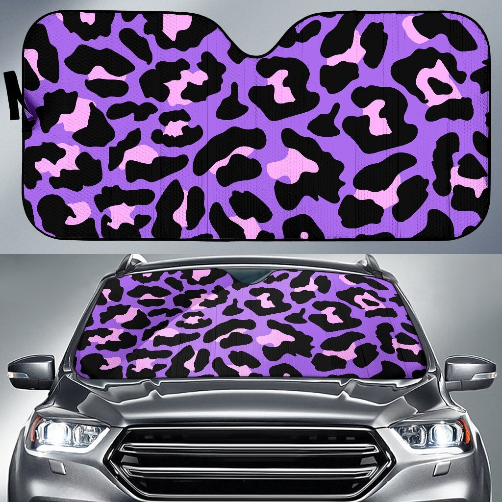 Cheetah Purple Neon Print Pattern Car Sun Shade For Windshield