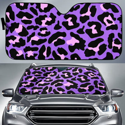 Cheetah Purple Neon Print Pattern Car Sun Shade For Windshield