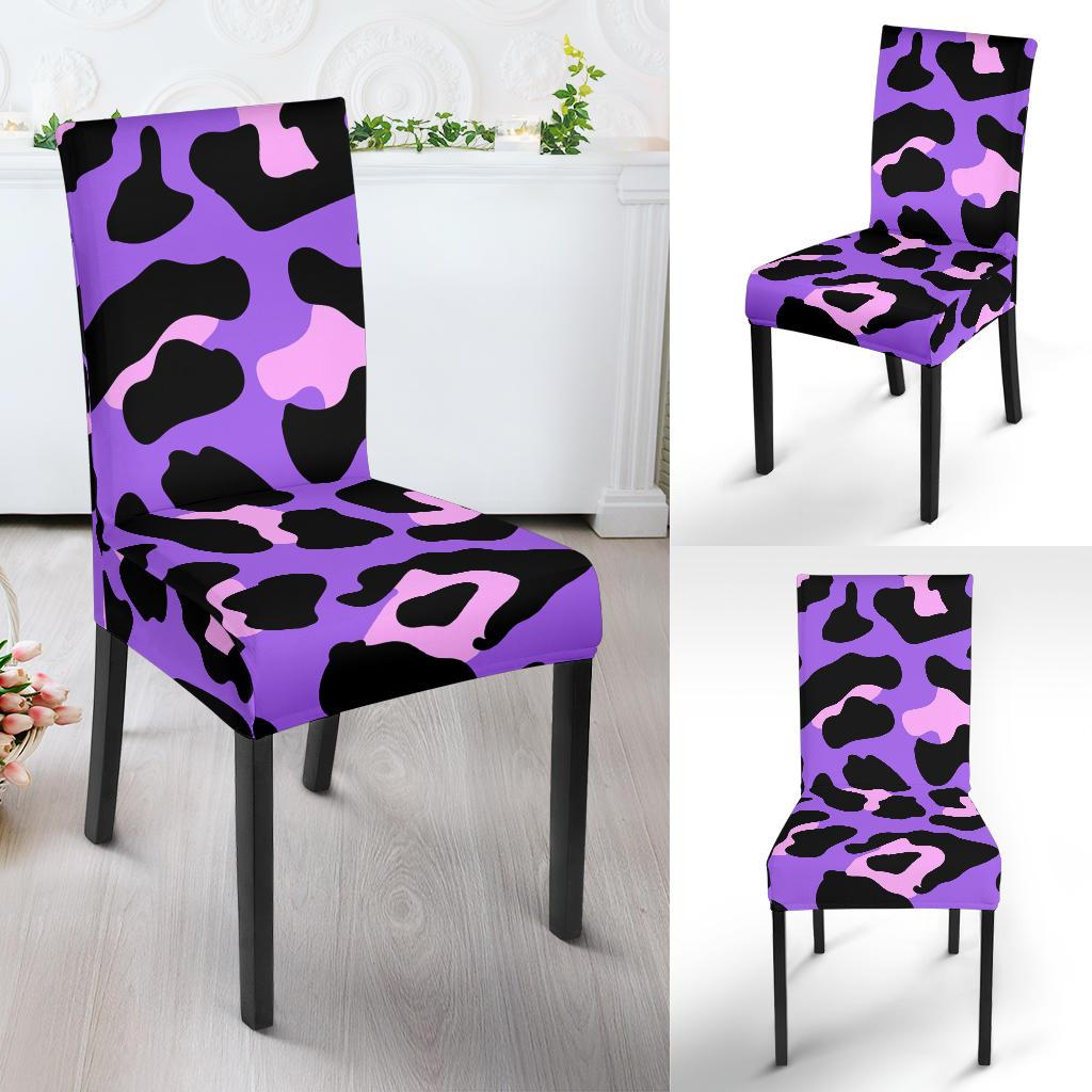 Cheetah Purple Neon Print Pattern Dinning Chair Slipper-JTAMIGO.COM