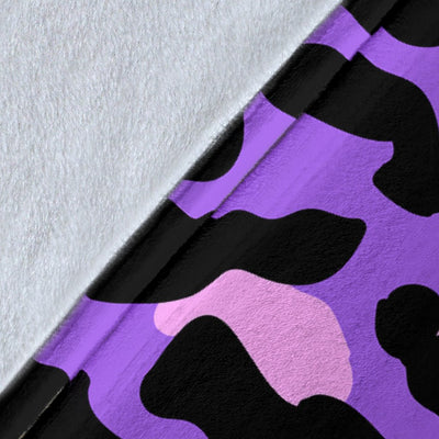 Cheetah Purple Neon Print Pattern Fleece Blanket