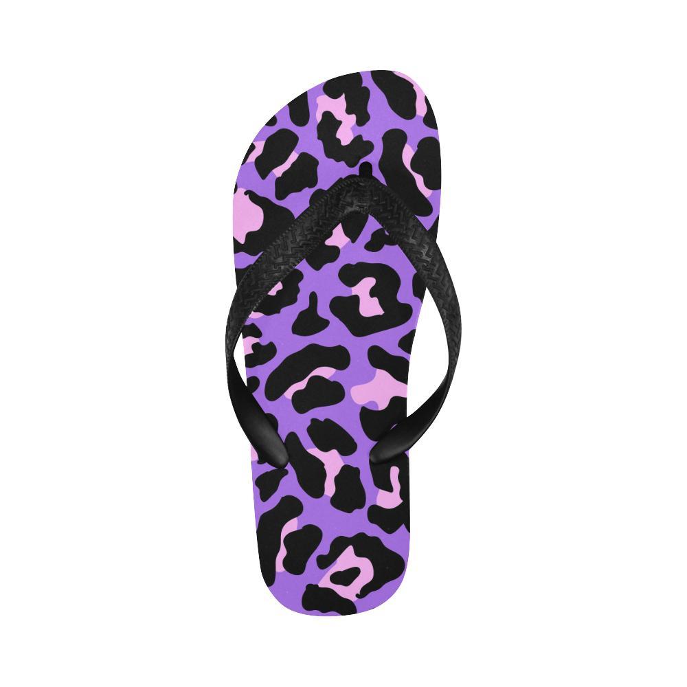 Cheetah Purple Neon Print Pattern Flip Flops-JTAMIGO.COM
