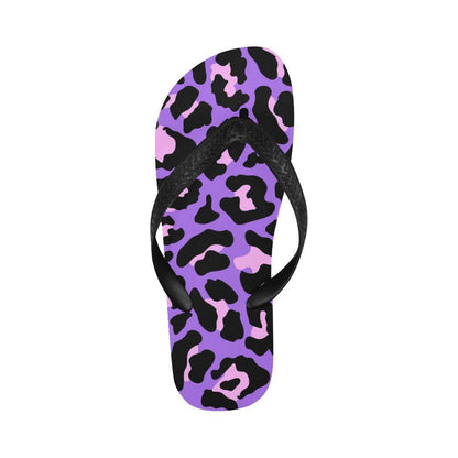 Cheetah Purple Neon Print Pattern Flip Flops-JTAMIGO.COM