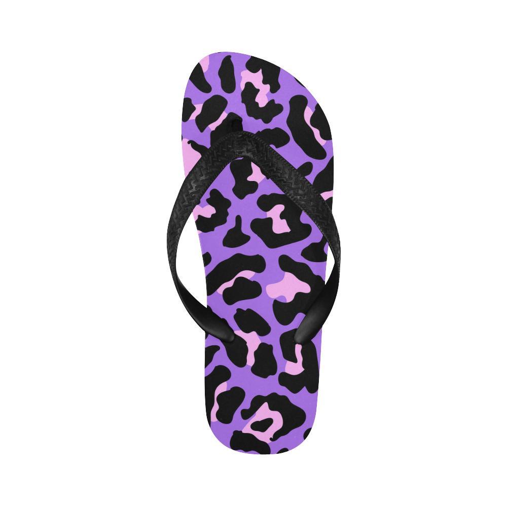 Cheetah Purple Neon Print Pattern Flip Flops-JTAMIGO.COM