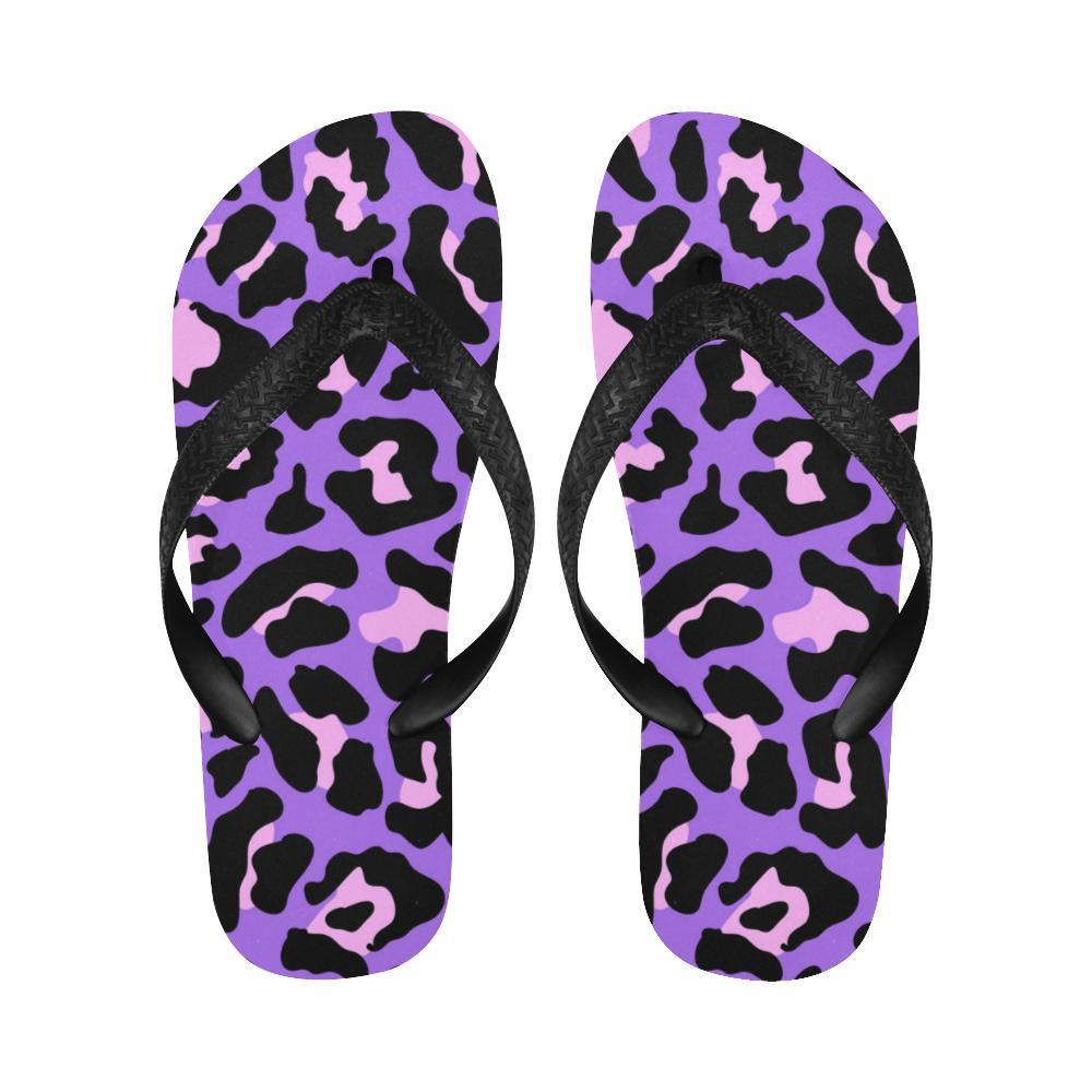 Cheetah Purple Neon Print Pattern Flip Flops-JTAMIGO.COM