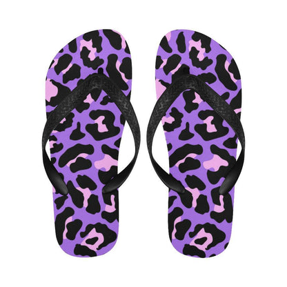 Cheetah Purple Neon Print Pattern Flip Flops-JTAMIGO.COM