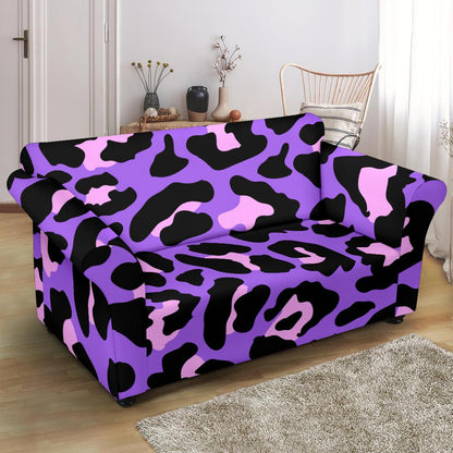 Cheetah Purple Neon Print Pattern Loveseat Slipcover-JTAMIGO.COM