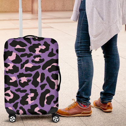 Cheetah Purple Neon Print Pattern Luggage Cover Protector