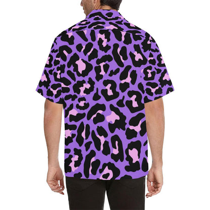 Cheetah Purple Neon Print Pattern Men Aloha Hawaiian Shirt