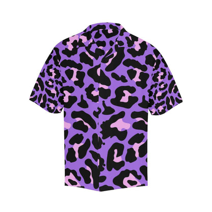 Cheetah Purple Neon Print Pattern Men Aloha Hawaiian Shirt