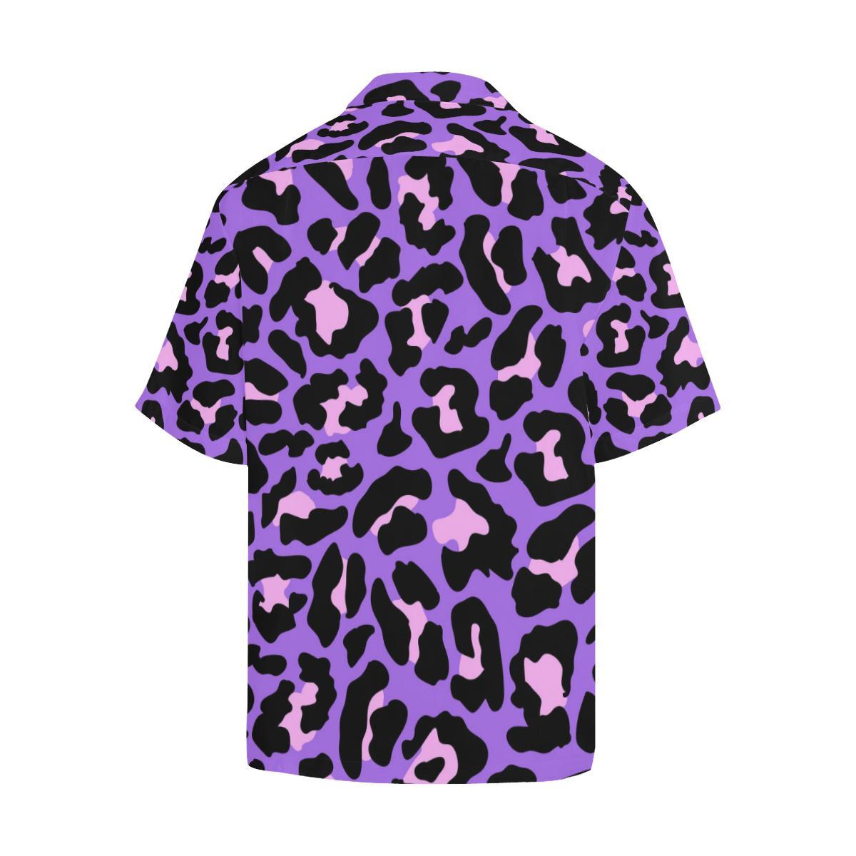 Cheetah Purple Neon Print Pattern Men Aloha Hawaiian Shirt