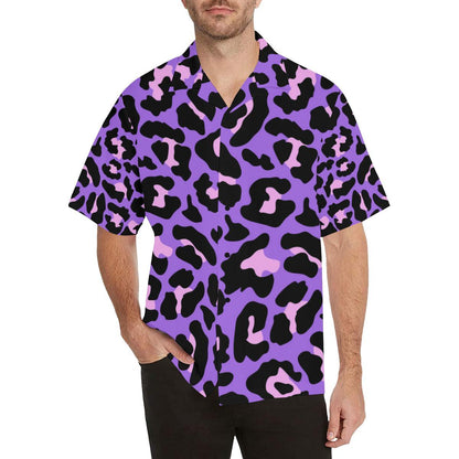 Cheetah Purple Neon Print Pattern Men Aloha Hawaiian Shirt