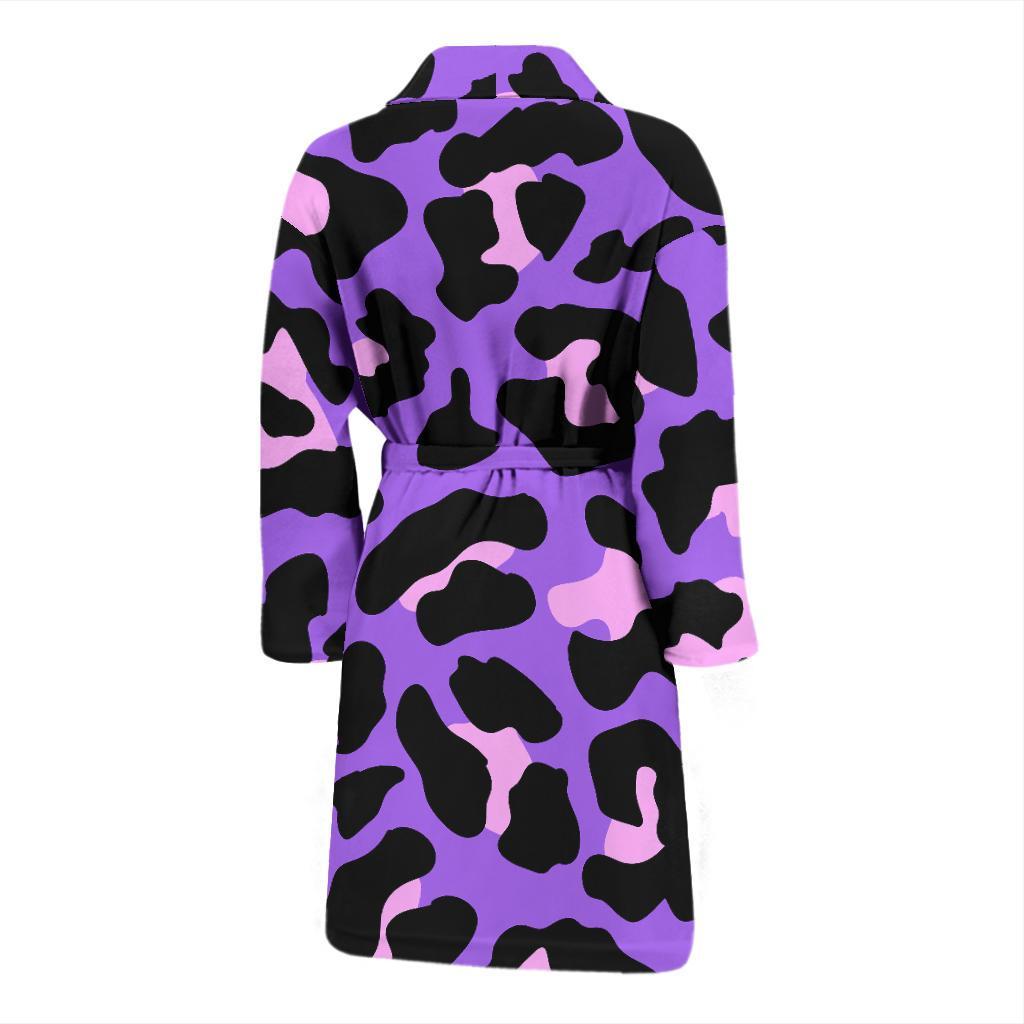 Cheetah Purple Neon Print Pattern Men Bath Robe-JTAMIGO.COM