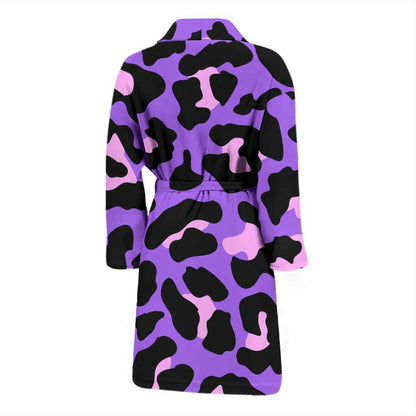 Cheetah Purple Neon Print Pattern Men Bath Robe-JTAMIGO.COM