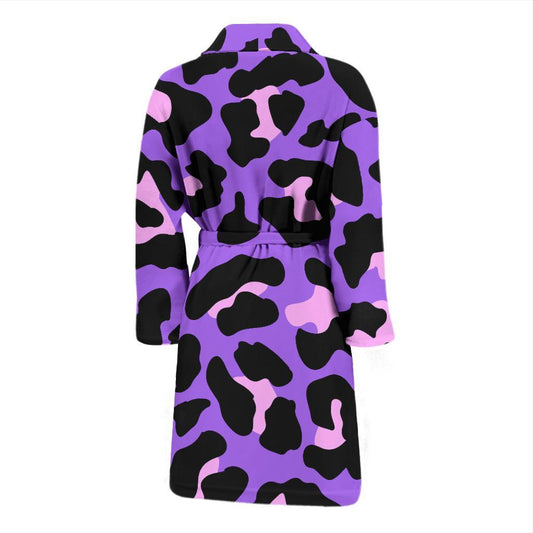 Cheetah Purple Neon Print Pattern Men Bath Robe-JTAMIGO.COM