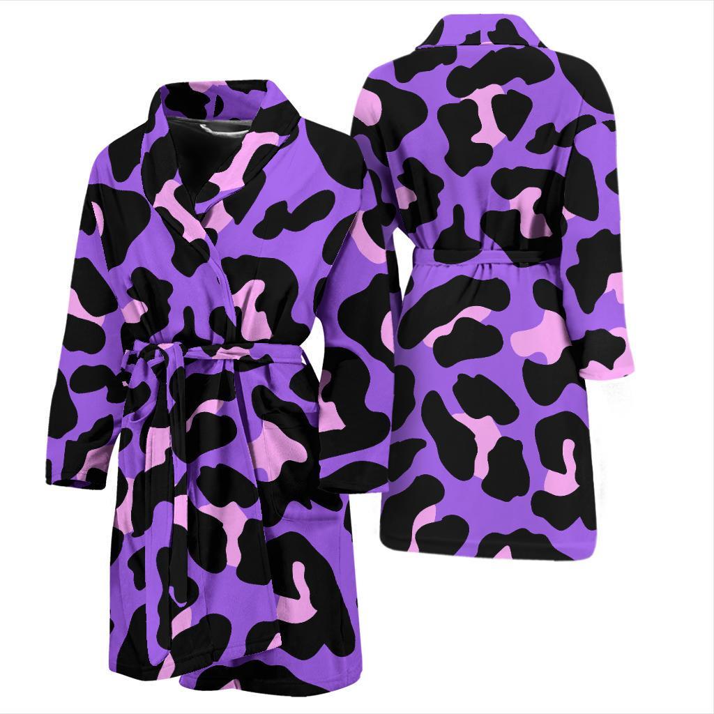 Cheetah Purple Neon Print Pattern Men Bath Robe-JTAMIGO.COM