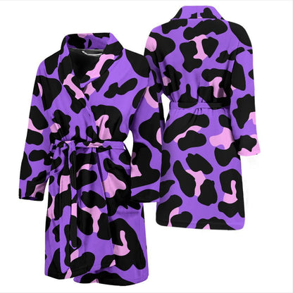 Cheetah Purple Neon Print Pattern Men Bath Robe-JTAMIGO.COM