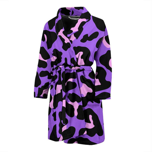 Cheetah Purple Neon Print Pattern Men Bath Robe-JTAMIGO.COM