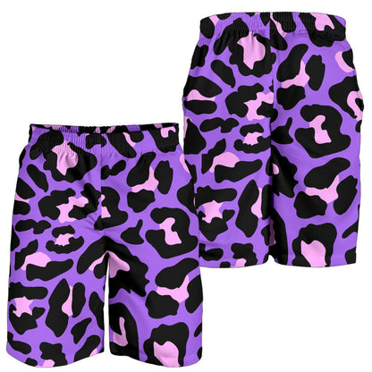 Cheetah Purple Neon Print Pattern Mens Shorts-JTAMIGO.COM