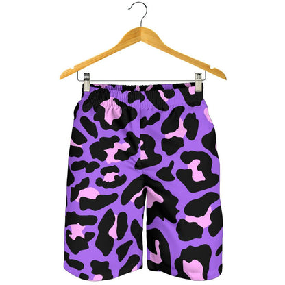 Cheetah Purple Neon Print Pattern Mens Shorts-JTAMIGO.COM