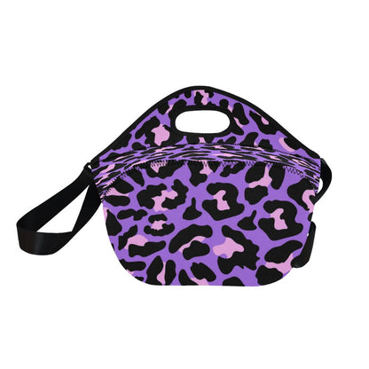 Cheetah Purple Neon Print Pattern Neoprene Lunch Bag (Model 1669)(Large)-JTAMIGO.COM