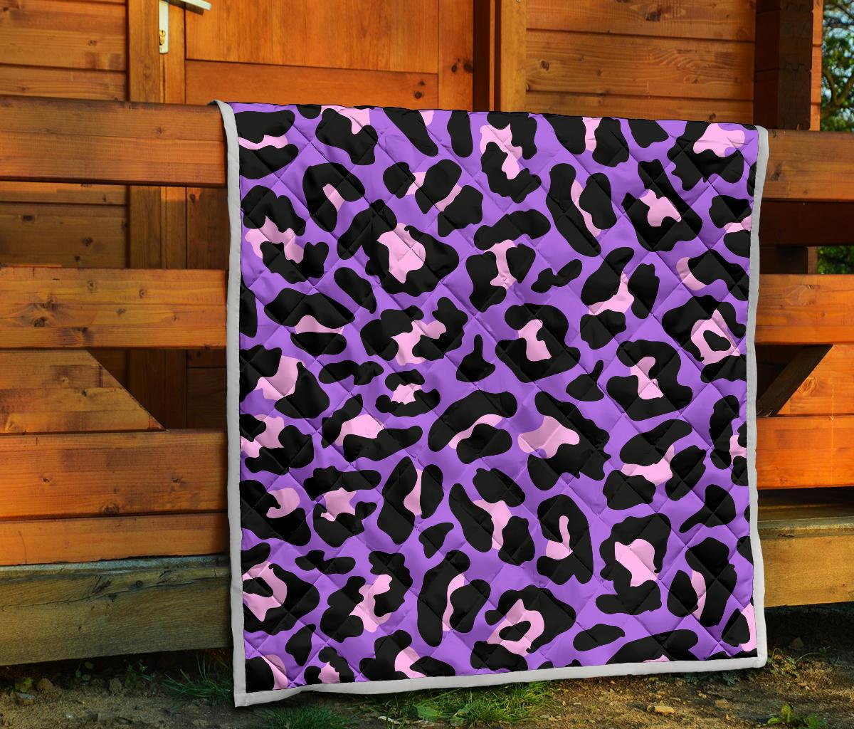 Cheetah Purple Neon Print Pattern Premium Quilt-JTAMIGO.COM
