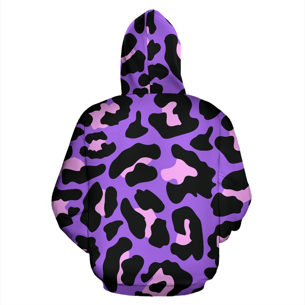 Cheetah Purple Neon Print Pattern Pullover Hoodie