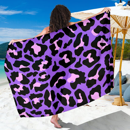 Cheetah Purple Neon Print Pattern Sarong Pareo Wrap
