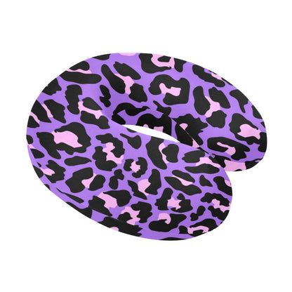 Cheetah Purple Neon Print Pattern U-Shaped Travel Neck Pillow-JTAMIGO.COM