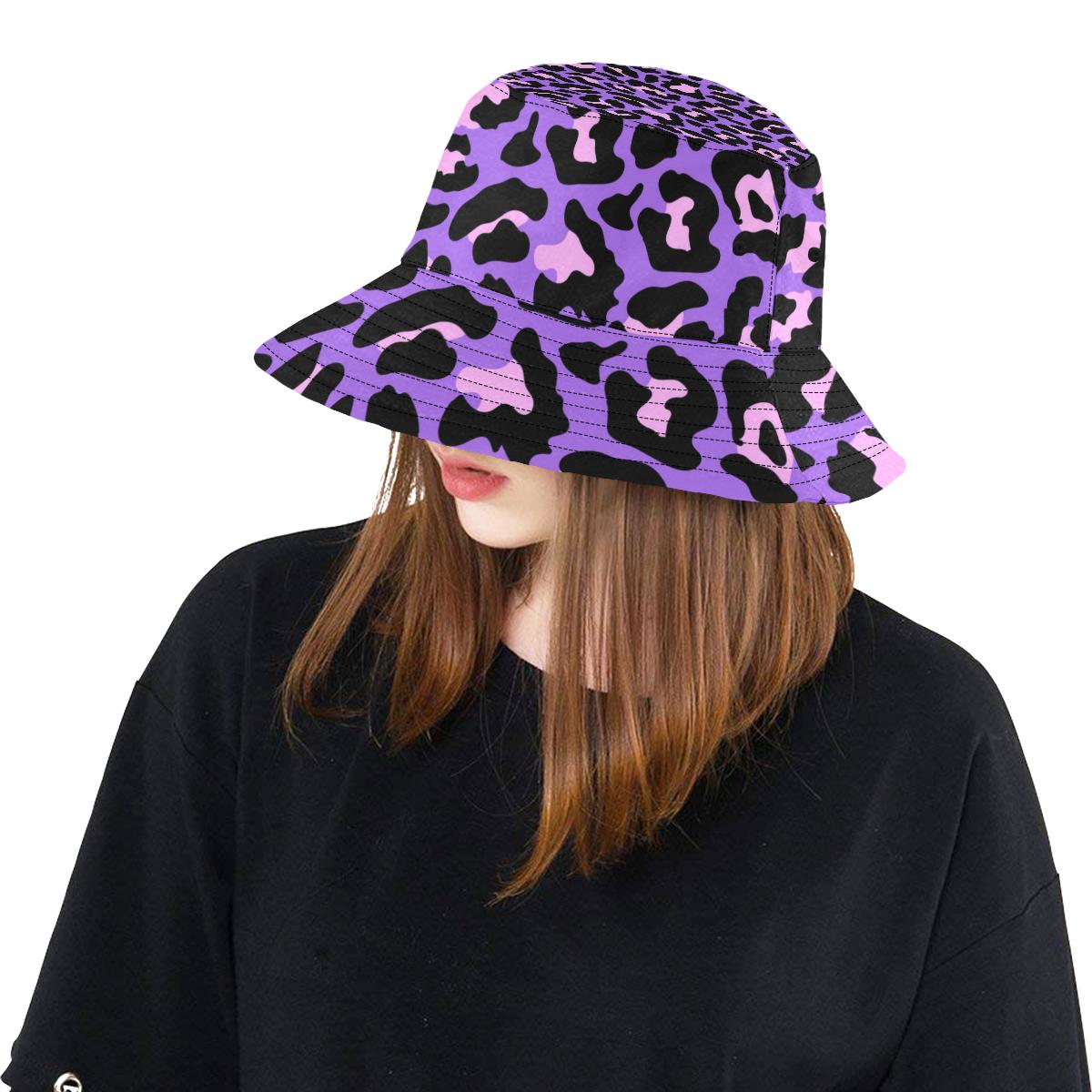 Cheetah Purple Neon Print Pattern Unisex Bucket Hat