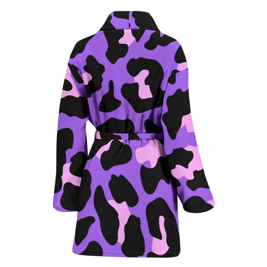 Cheetah Purple Neon Print Pattern Women Bath Robe-JTAMIGO.COM