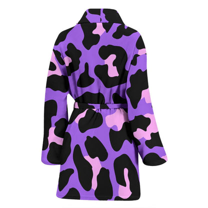 Cheetah Purple Neon Print Pattern Women Bath Robe-JTAMIGO.COM