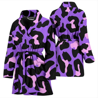 Cheetah Purple Neon Print Pattern Women Bath Robe-JTAMIGO.COM