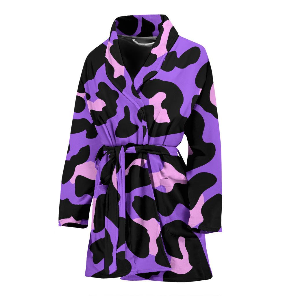 Cheetah Purple Neon Print Pattern Women Bath Robe-JTAMIGO.COM