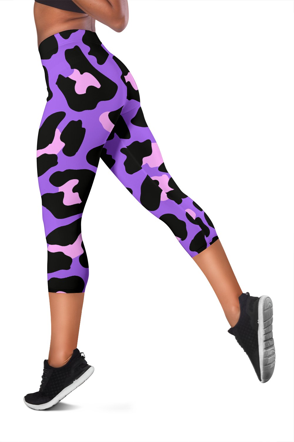 Cheetah Purple Neon Print Pattern Women Capris