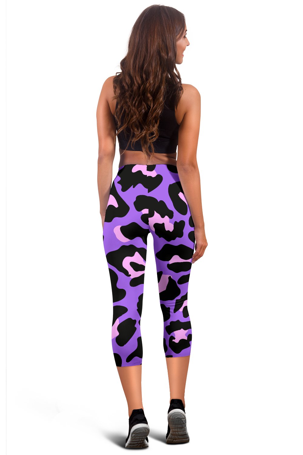 Cheetah Purple Neon Print Pattern Women Capris