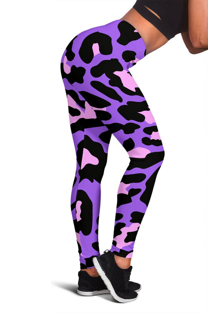 Cheetah Purple Neon Print Pattern Women Leggings