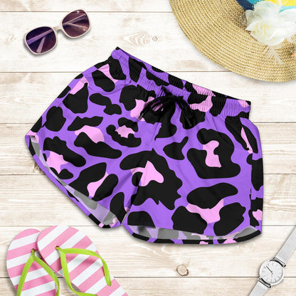 Cheetah Purple Neon Print Pattern Women Shorts-JTAMIGO.COM